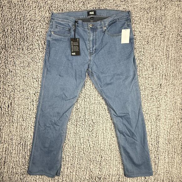 Paige Normandie Straight Leg Jeans Light Denim Donnelly Blue Jeans Sz 35 Men's - Picture 3 of 16